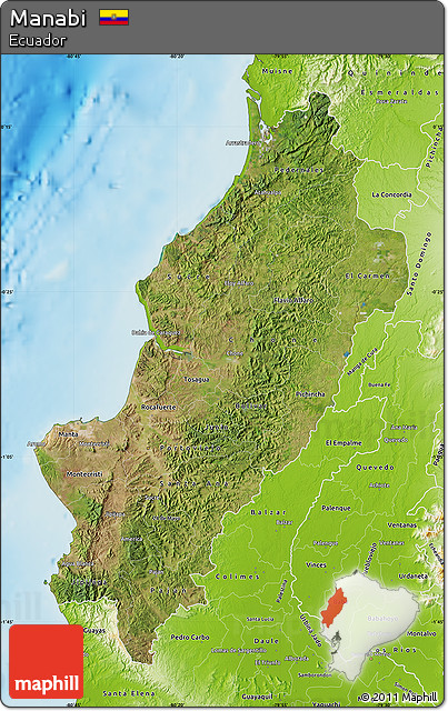 Satellite Map of Manabi, physical outside