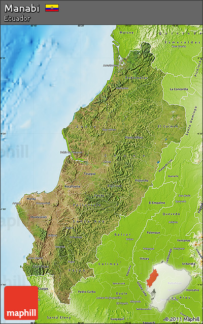 Satellite Map of Manabi, physical outside