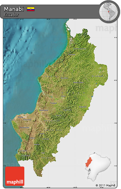Satellite Map of Manabi, single color outside