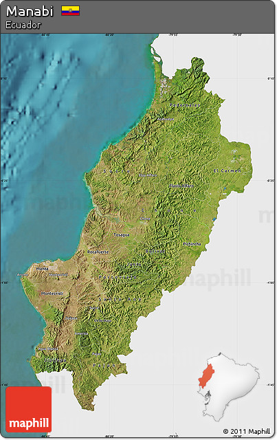Satellite Map of Manabi, single color outside