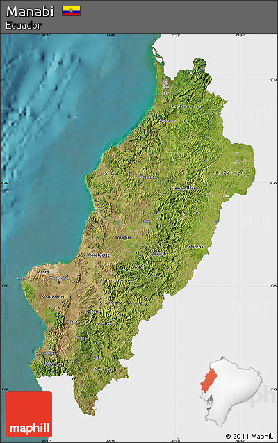Satellite Map of Manabi, single color outside
