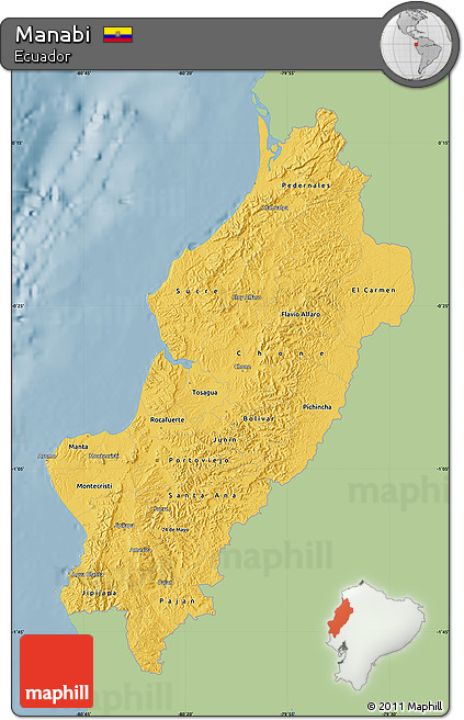 Savanna Style Map of Manabi, single color outside