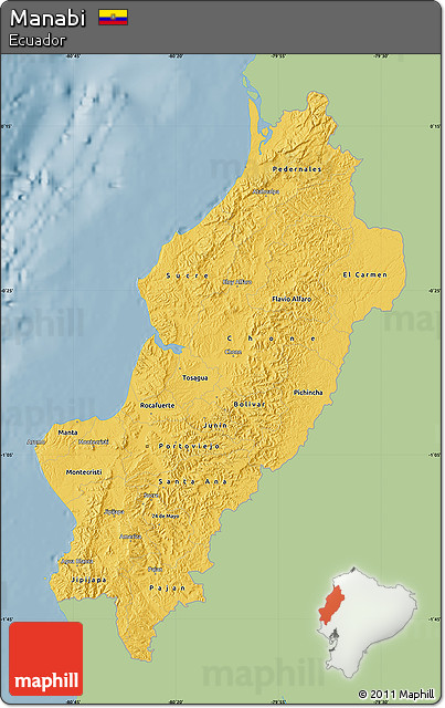 Savanna Style Map of Manabi, single color outside