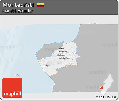 Gray 3D Map of Montecristi, single color outside