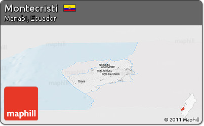 Silver Style Panoramic Map of Montecristi, single color outside