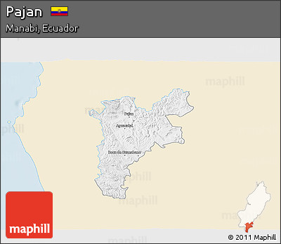 Classic Style 3D Map of Pajan, single color outside