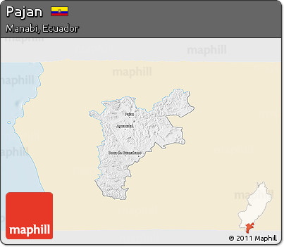 Classic Style 3D Map of Pajan, single color outside