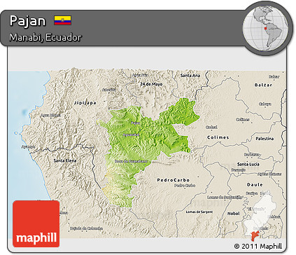 Physical 3D Map of Pajan, shaded relief outside