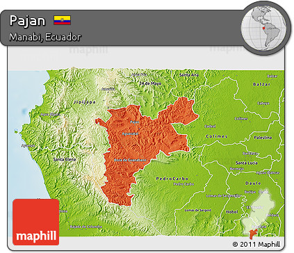 Political 3D Map of Pajan, physical outside