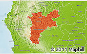Political 3D Map of Pajan, physical outside