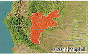 Political 3D Map of Pajan, satellite outside