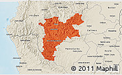 Political 3D Map of Pajan, shaded relief outside