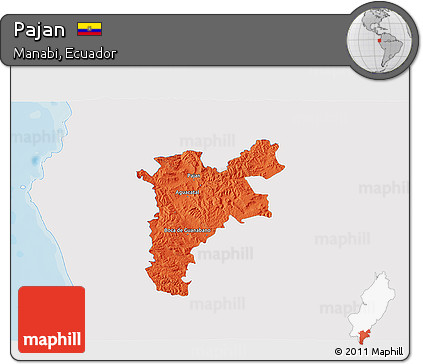 Political 3D Map of Pajan, single color outside