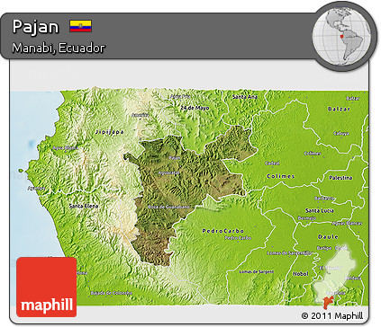 Satellite 3D Map of Pajan, physical outside