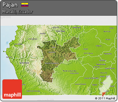 Satellite 3D Map of Pajan, physical outside