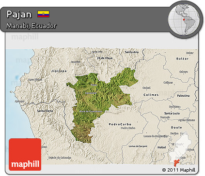 Satellite 3D Map of Pajan, shaded relief outside
