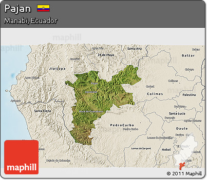 Satellite 3D Map of Pajan, shaded relief outside