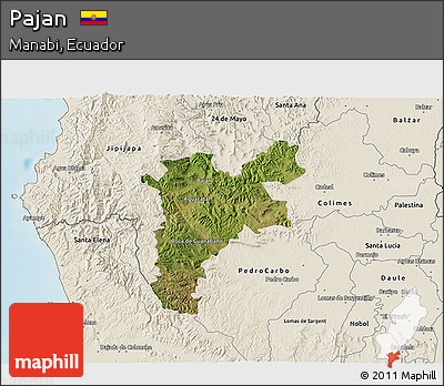 Satellite 3D Map of Pajan, shaded relief outside