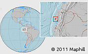 Gray Location Map of Pajan, within the entire country, hill shading
