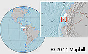 Gray Location Map of Pajan, highlighted parent region, hill shading