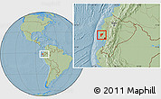 Savanna Style Location Map of Pajan, within the entire country, hill shading