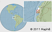 Savanna Style Location Map of Pajan, highlighted parent region, hill shading