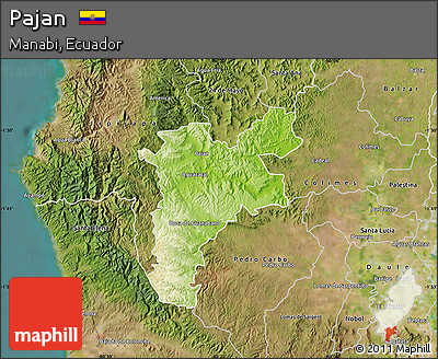 Physical Map of Pajan, satellite outside