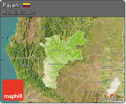Physical Map of Pajan, satellite outside