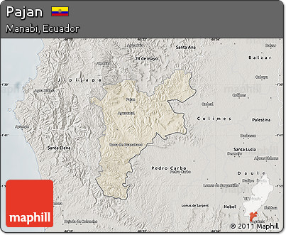 Shaded Relief Map of Pajan, semi-desaturated