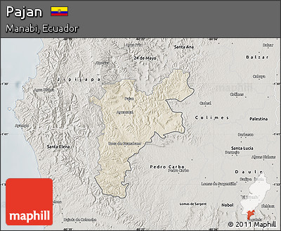 Shaded Relief Map of Pajan, semi-desaturated