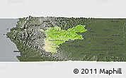 Physical Panoramic Map of Pajan, darken, semi-desaturated