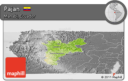 Physical Panoramic Map of Pajan, desaturated