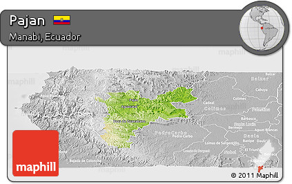 Physical Panoramic Map of Pajan, lighten, desaturated