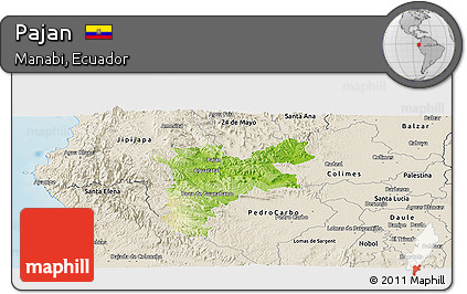 Physical Panoramic Map of Pajan, shaded relief outside