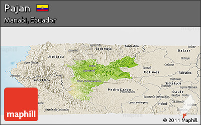 Physical Panoramic Map of Pajan, shaded relief outside
