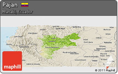 Physical Panoramic Map of Pajan, shaded relief outside