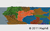 Political Panoramic Map of Pajan, darken