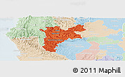 Political Panoramic Map of Pajan, lighten
