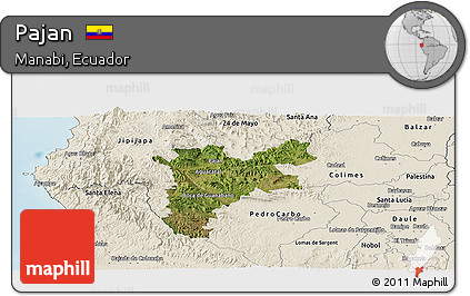 Satellite Panoramic Map of Pajan, shaded relief outside