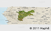 Satellite Panoramic Map of Pajan, shaded relief outside