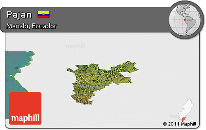 Satellite Panoramic Map of Pajan, single color outside