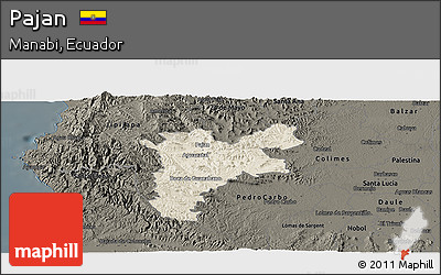 Shaded Relief Panoramic Map of Pajan, darken