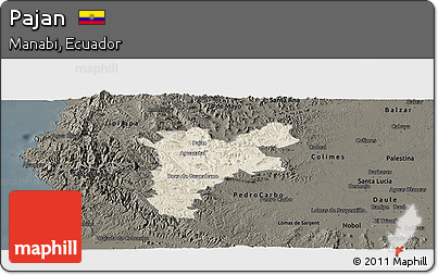 Shaded Relief Panoramic Map of Pajan, darken