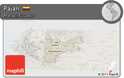 Shaded Relief Panoramic Map of Pajan, lighten