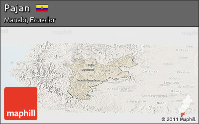 Shaded Relief Panoramic Map of Pajan, lighten