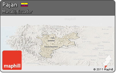 Shaded Relief Panoramic Map of Pajan, lighten