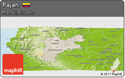 Shaded Relief Panoramic Map of Pajan, physical outside