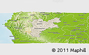 Shaded Relief Panoramic Map of Pajan, physical outside