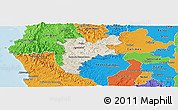 Shaded Relief Panoramic Map of Pajan, political outside