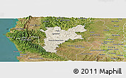 Shaded Relief Panoramic Map of Pajan, satellite outside